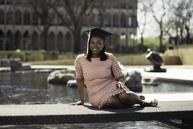 Senior graduation portrait on campus — Detroit, MI (53)